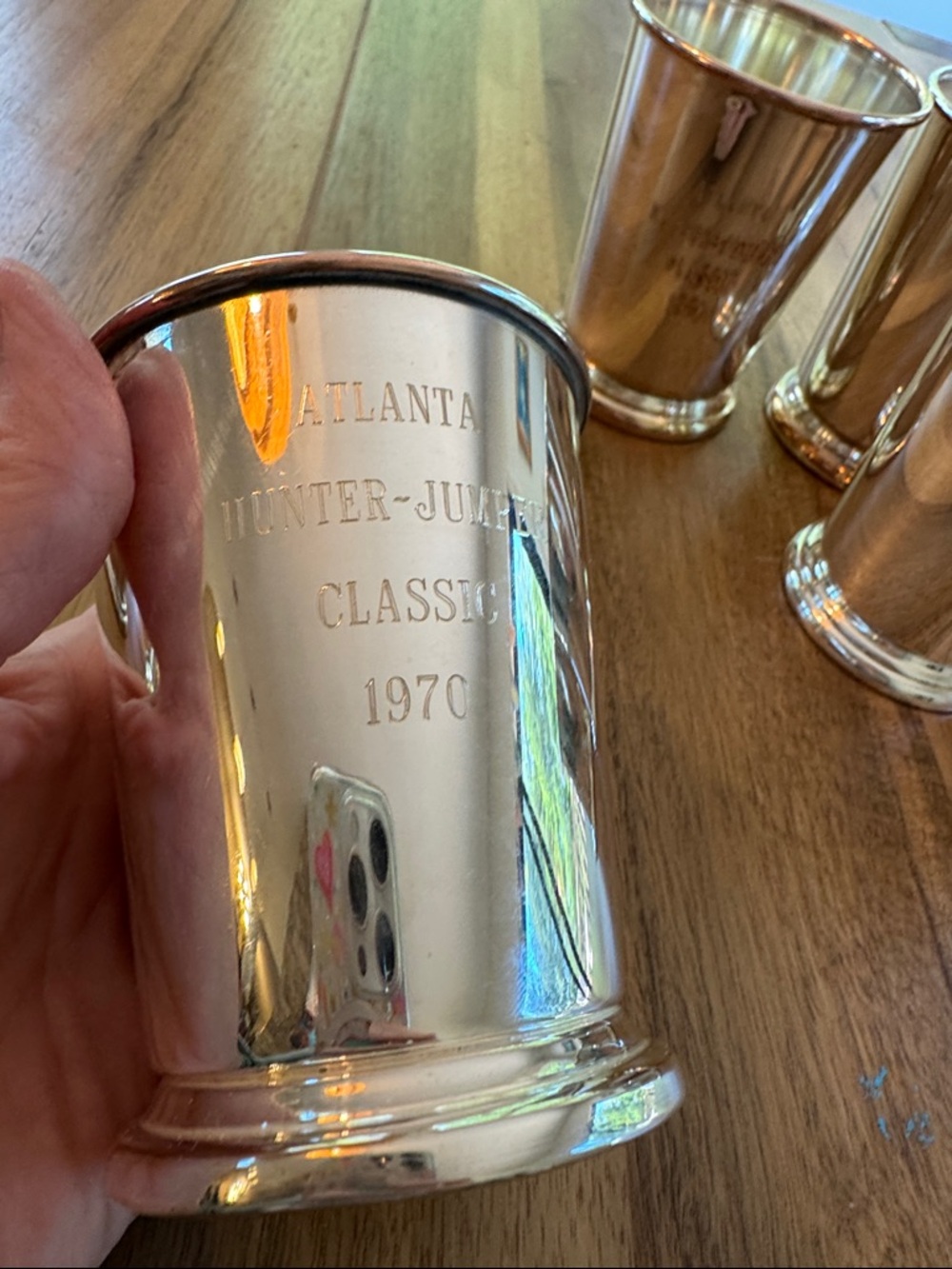 Vintage Mint Julep Cups Set 8 Atlanta Hunter Jumper Classic Sheridan Silverplate - Picture 7 of 17